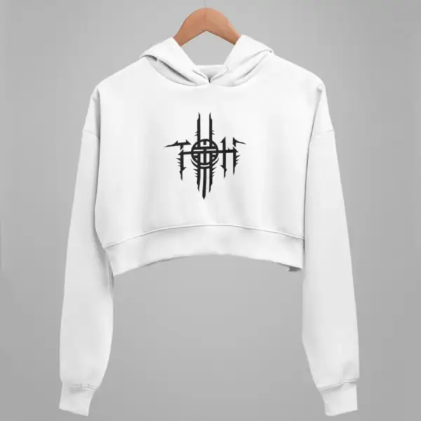 Torture of Hypocrisy Crop Hoodie, Torture of Hypocrisy Logo White Crop Sweatshirt