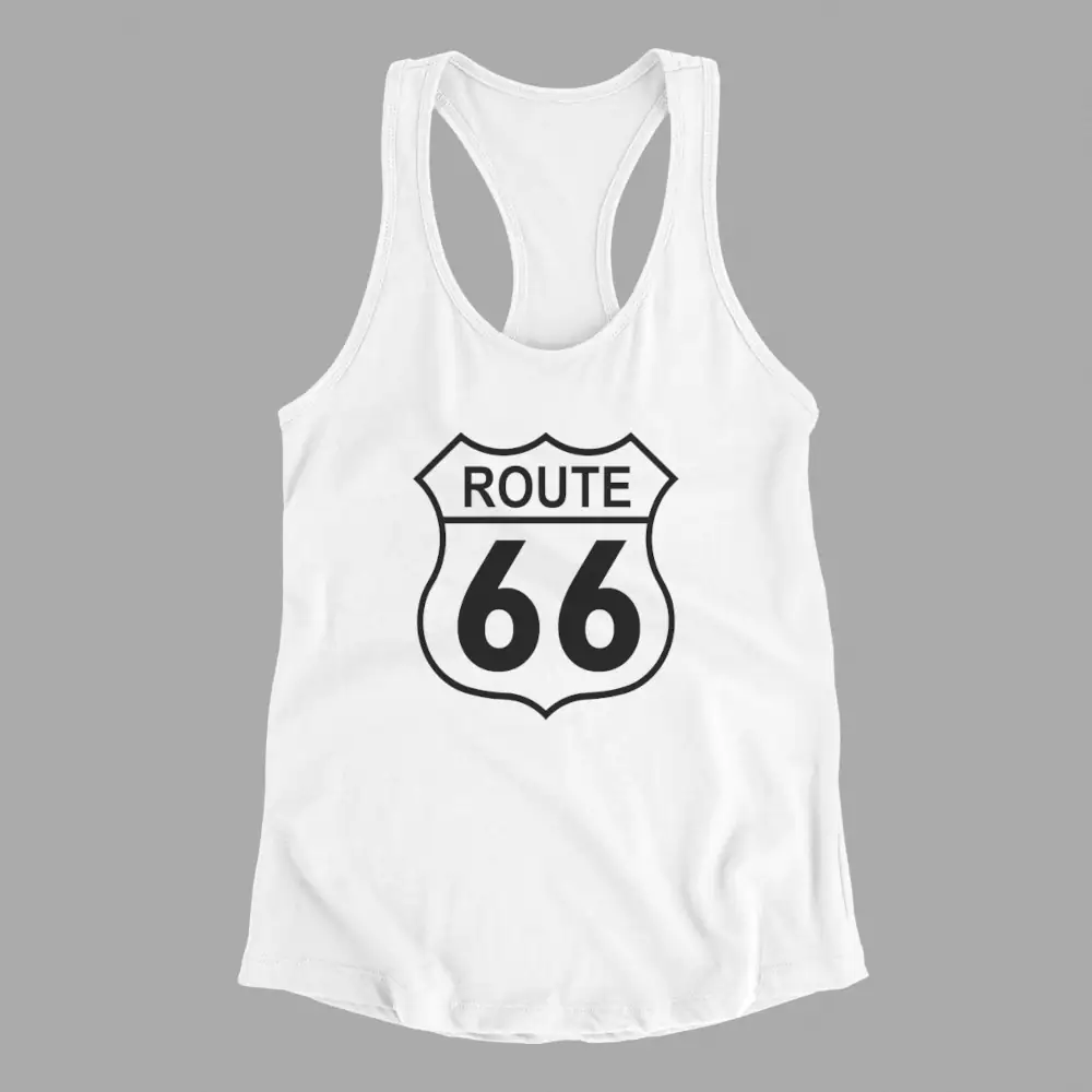 US Route 66 Tank Top, Route 66 White Athlete