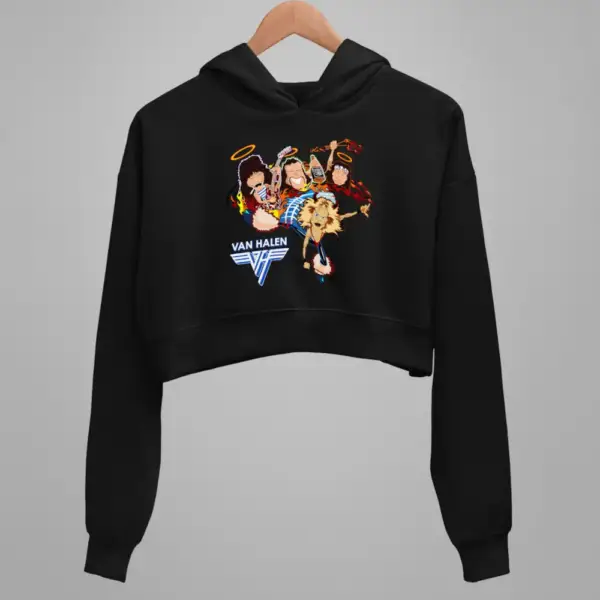 Van Halen Artwork Black Crop Hoodie