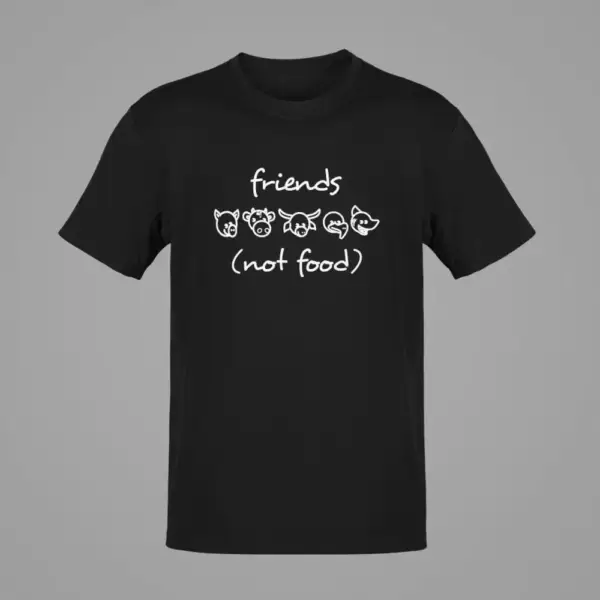Vegan T-Shirt, Friends Not Food Black T-Shirt