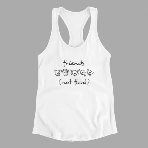 Vegan Tank Top, Friends Not Food White Athlete