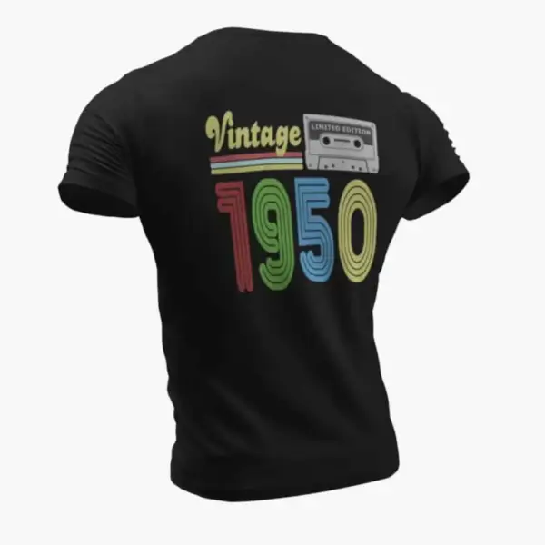 Vintage 1950 T-Shirt, Vintage 1950 Teyp Cassette Limited Edition Black T-Shirt - Image 2