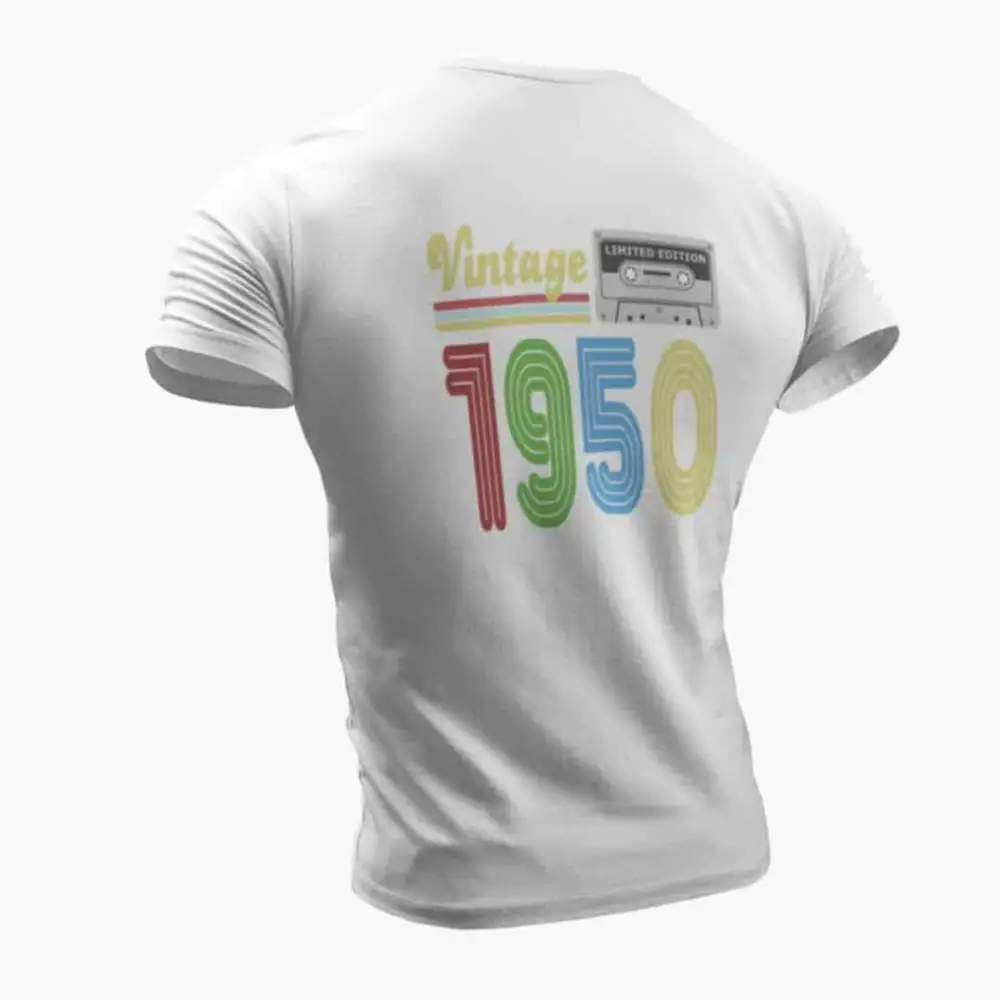 Vintage 1950 T-Shirt, Vintage 1950 Teyp Cassette Limited Edition White T-Shirt - Image 2