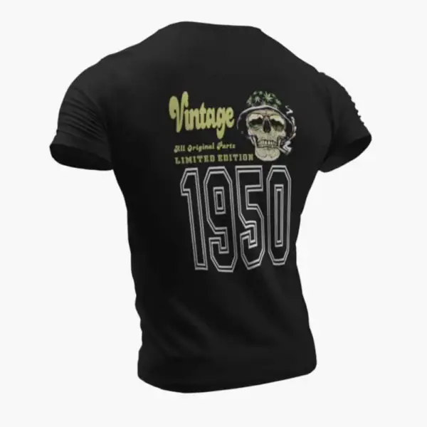 Vintage 1950 T-Shirt, Vintage 1950 Weed Head Limited Edition Black T-Shirt - Image 2