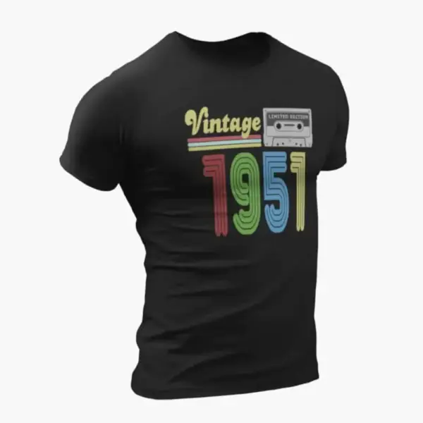 Vintage 1951 T-Shirt, Vintage 1951 Teyp Cassette Limited Edition Black T-Shirt