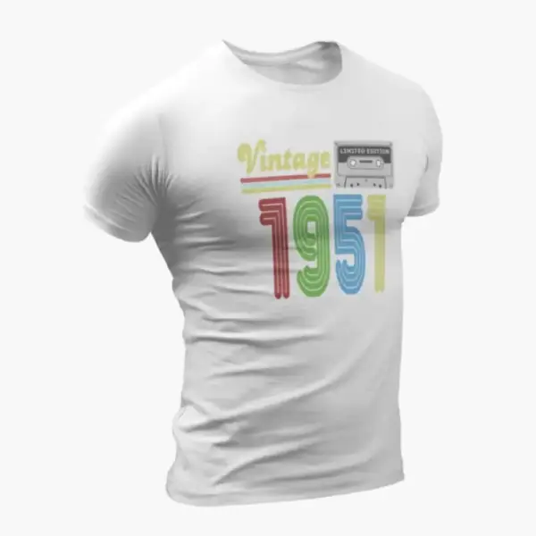 Vintage 1951 T-Shirt, Vintage 1951 Teyp Cassette Limited Edition White T-Shirt