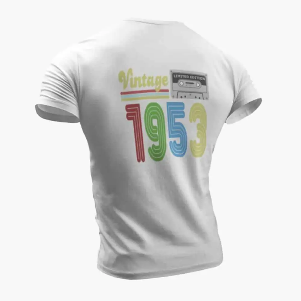 Vintage 1953 T-Shirt, Vintage 1953 Teyp Cassette Limited Edition White T-Shirt - Image 2