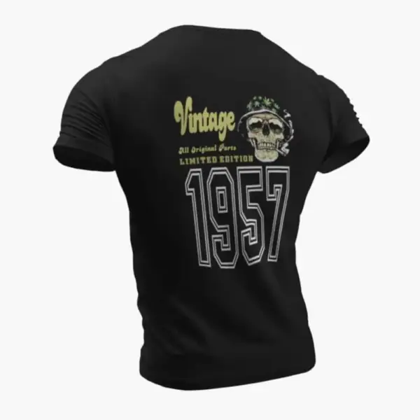 Vintage 1957 T-Shirt, Vintage 1957 Weed Head Limited Edition Black T-Shirt - Image 2