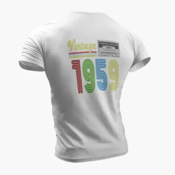 Vintage 1959 T-Shirt, Vintage 1959 Teyp Cassette Limited Edition White T-Shirt - Image 2