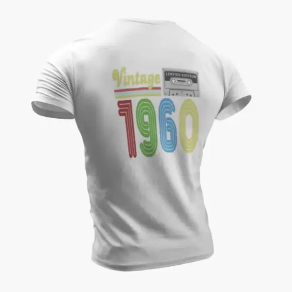 Vintage 1960 T-Shirt, Vintage 1960 Teyp Cassette Limited Edition White T-Shirt - Image 2