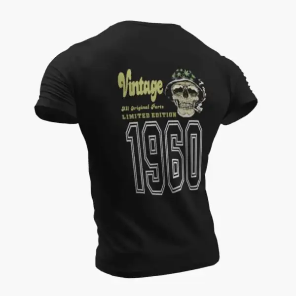 Vintage 1960 T-Shirt, Vintage 1960 Weed Head Limited Edition Black T-Shirt - Image 2