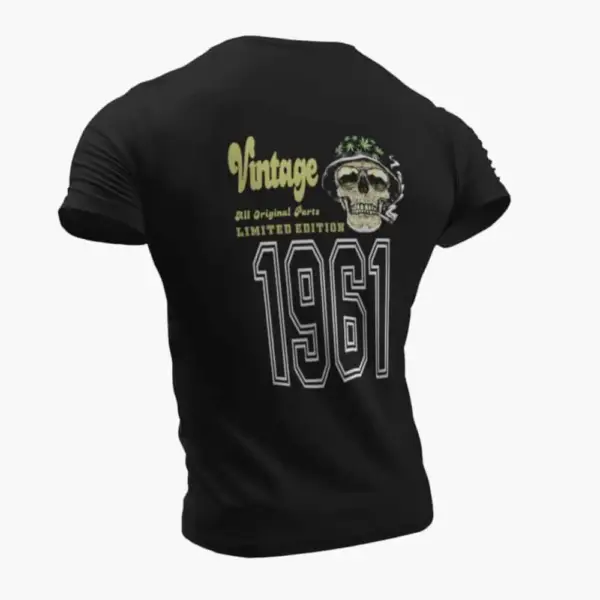 Vintage 1961 T-Shirt, Vintage 1961 Weed Head Limited Edition Black T-Shirt - Image 2