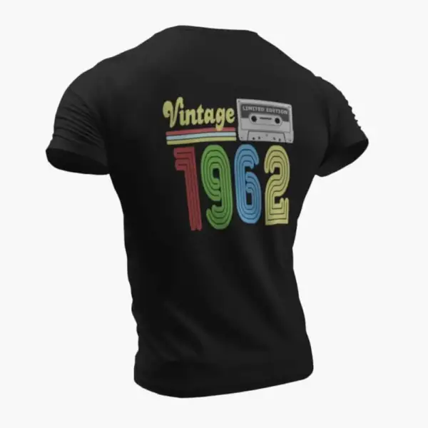 Vintage 1962 T-Shirt, Vintage 1962 Teyp Cassette Limited Edition Black T-Shirt - Image 2