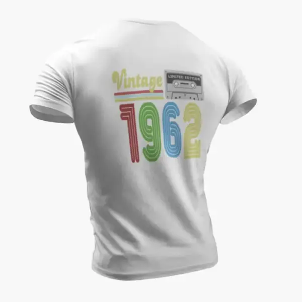 Vintage 1962 T-Shirt, Vintage 1962 Teyp Cassette Limited Edition White T-Shirt - Image 2