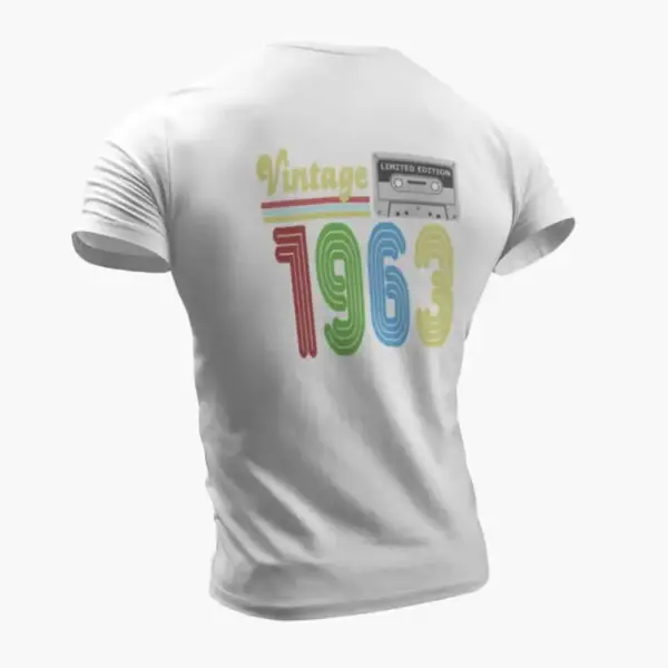 Vintage 1963 T-Shirt, Vintage 1963 Teyp Cassette Limited Edition White T-Shirt - Image 2