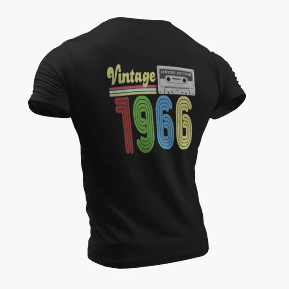 Vintage 1966 T-Shirt, Vintage 1966 Teyp Cassette Limited Edition Black T-Shirt - Image 2
