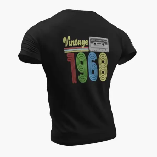 Vintage 1968 T-Shirt, Vintage 1968 Teyp Cassette Limited Edition Black T-Shirt - Image 2