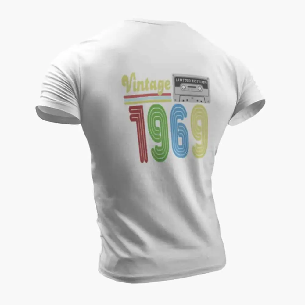 Vintage 1969 T-Shirt, Vintage 1969 Teyp Cassette Limited Edition White T-Shirt - Image 2