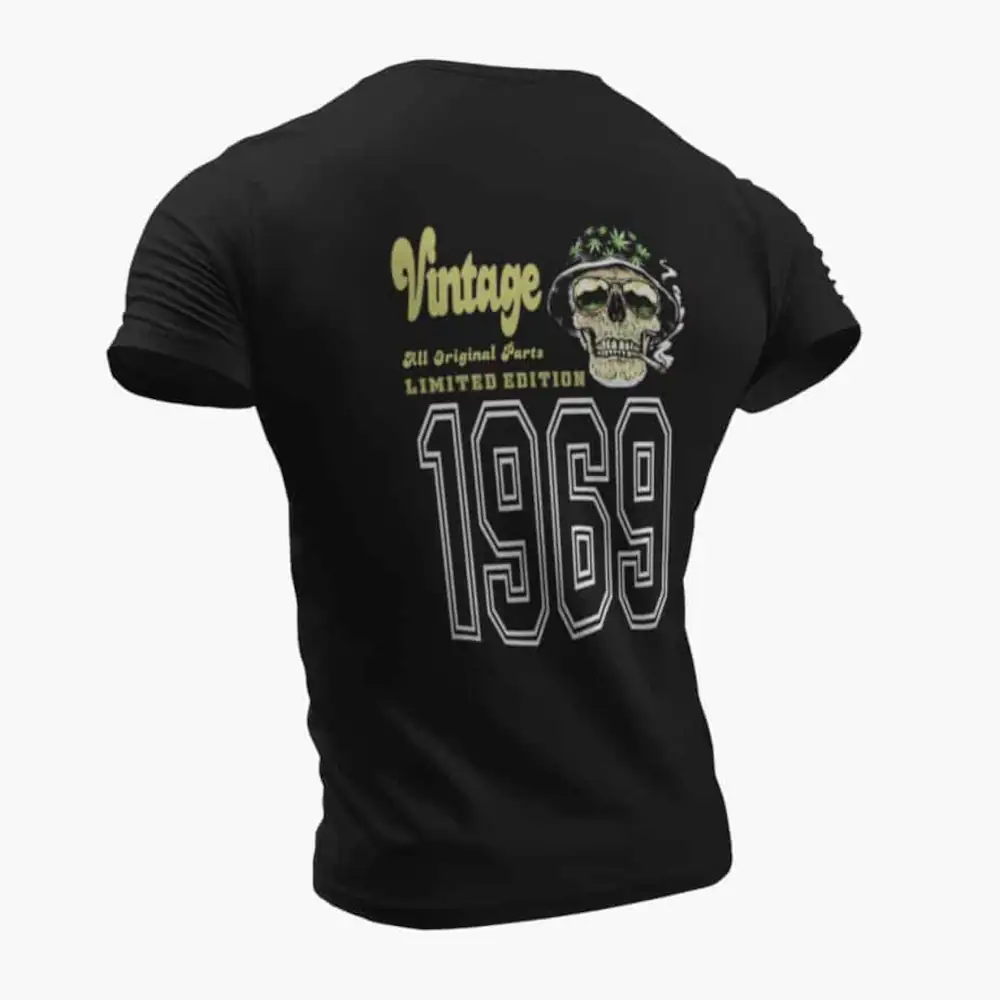 Vintage 1969 T-Shirt, Vintage 1969 Weed Head Limited Edition Black T-Shirt - Image 2