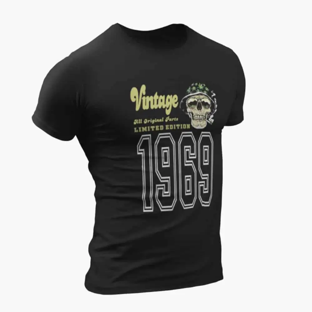 Vintage 1969 T-Shirt, Vintage 1969 Weed Head Limited Edition Black T-Shirt