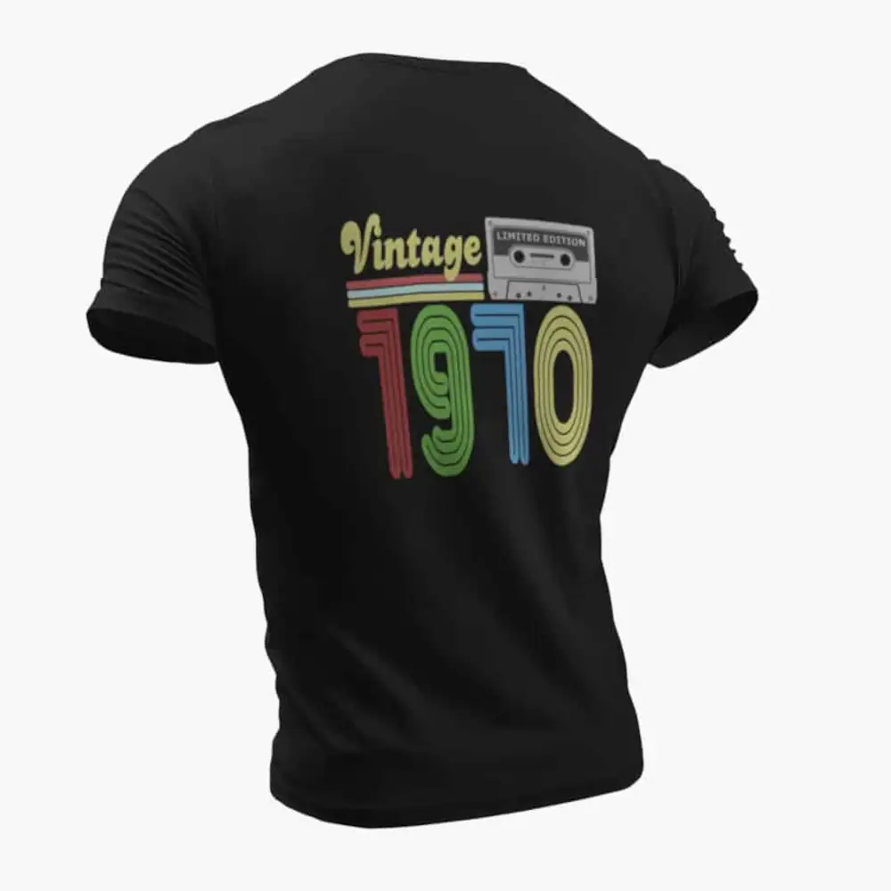 Vintage 1970 T-Shirt, Vintage 1970 Teyp Cassette Limited Edition Black T-Shirt - Image 2