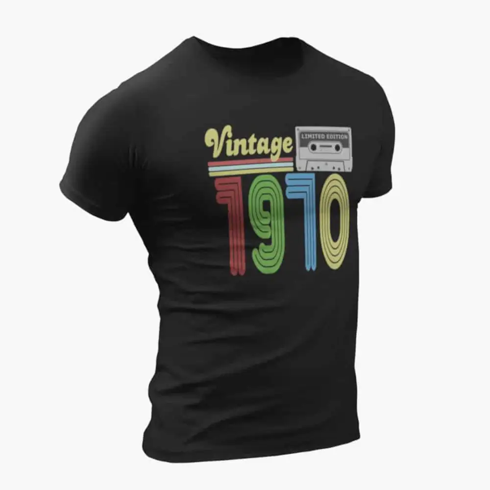 Vintage 1970 T-Shirt, Vintage 1970 Teyp Cassette Limited Edition Black T-Shirt