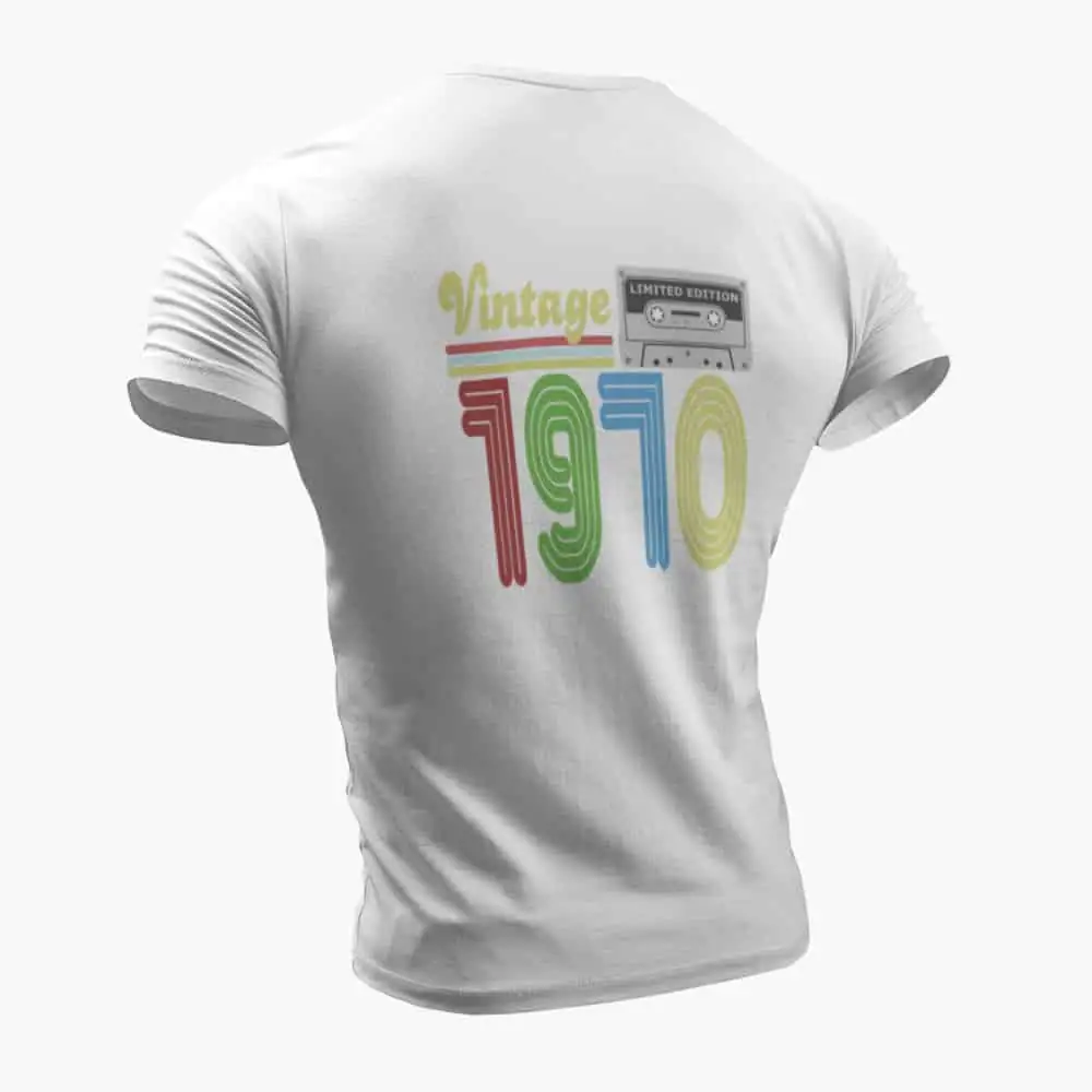 Vintage 1970 T-Shirt, Vintage 1970 Teyp Cassette Limited Edition White T-Shirt - Image 2