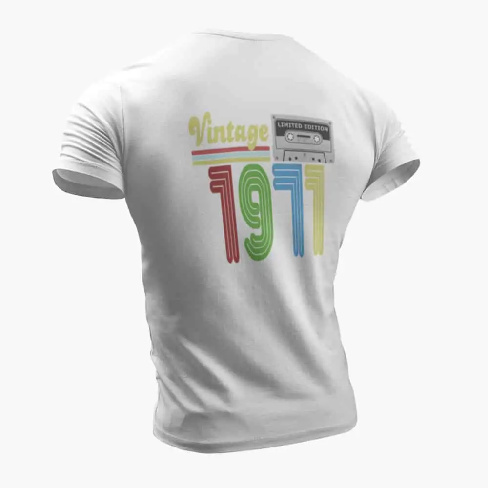 Vintage 1971 T-Shirt, Vintage 1971 Teyp Cassette Limited Edition White T-Shirt - Image 2