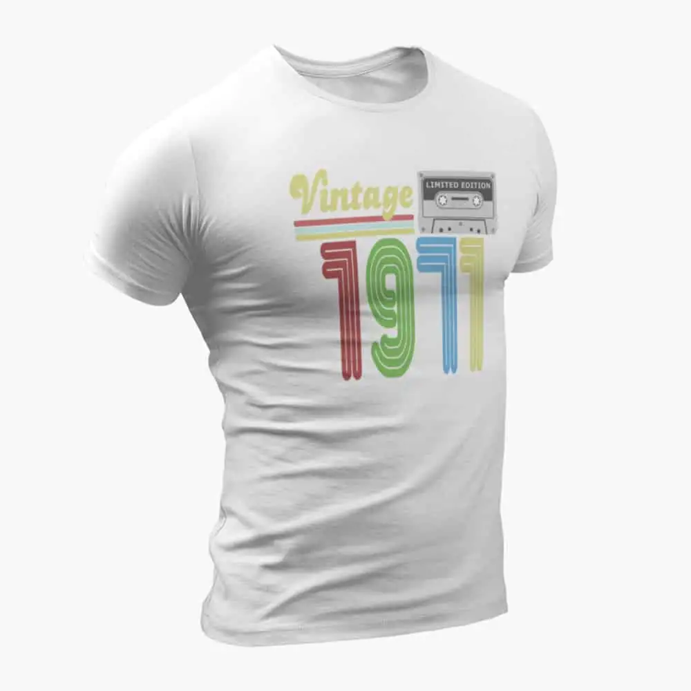 Vintage 1971 T-Shirt, Vintage 1971 Teyp Cassette Limited Edition White T-Shirt