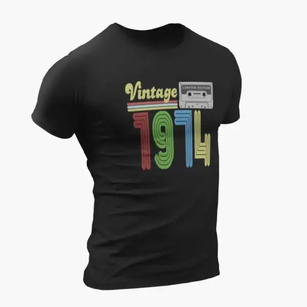 Vintage 1974 T-Shirt, Vintage 1974 Teyp Cassette Limited Edition Black T-Shirt