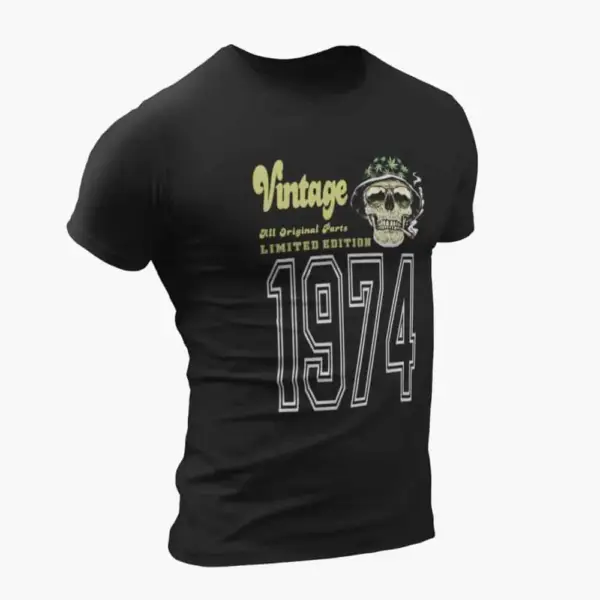 Vintage 1974 T-Shirt, Vintage 1974 Weed Head Limited Edition Black T-Shirt