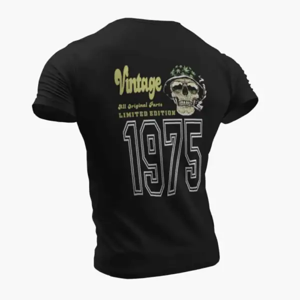 Vintage 1975 T-Shirt, Vintage 1975 Weed Head Limited Edition Black T-Shirt - Image 2