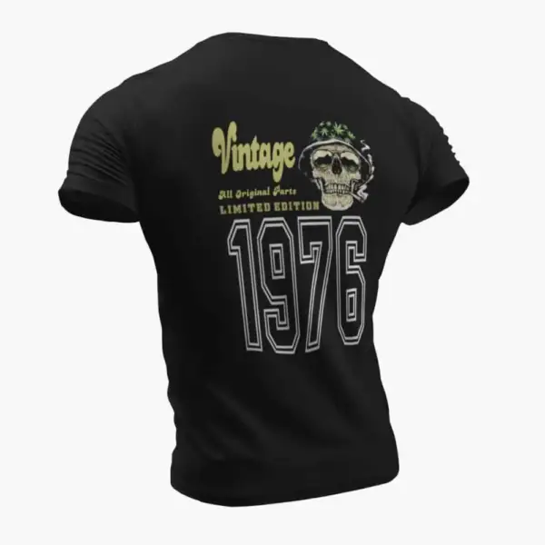 Vintage 1976 T-Shirt, Vintage 1976 Weed Head Limited Edition Black T-Shirt - Image 2