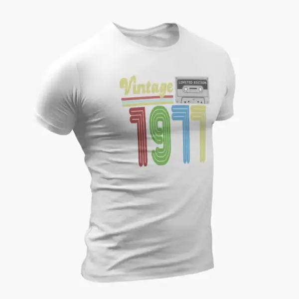Vintage 1977 T-Shirt, Vintage 1977 Teyp Cassette Limited Edition White T-Shirt