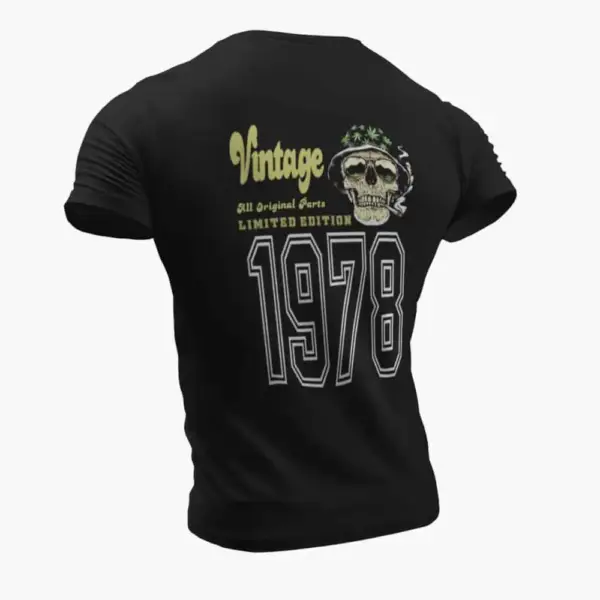 Vintage 1978 T-Shirt, Vintage 1978 Weed Head Limited Edition Black T-Shirt - Image 2
