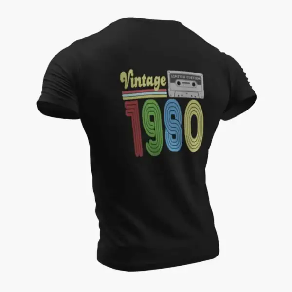 Vintage 1980 T-Shirt, Vintage 1980 Teyp Cassette Limited Edition Black T-Shirt - Image 2
