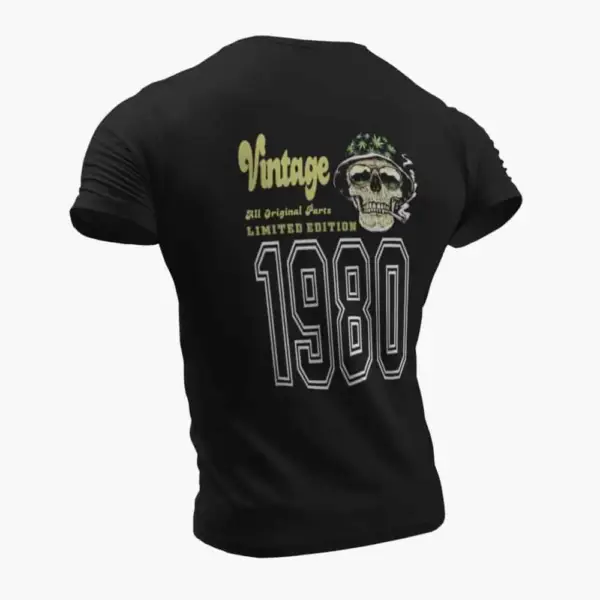 Vintage 1980 T-Shirt, Vintage 1980 Weed Head Limited Edition Black T-Shirt - Image 2