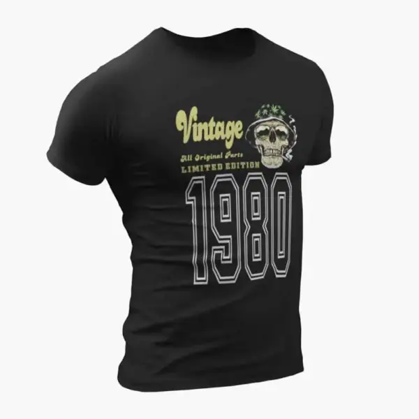 Vintage 1980 T-Shirt, Vintage 1980 Weed Head Limited Edition Black T-Shirt