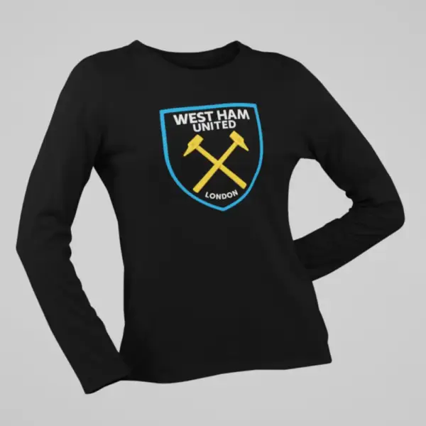 West Ham United FC Long Sleeve, West Ham United FC Logo Black Longsleeve T-Shirt