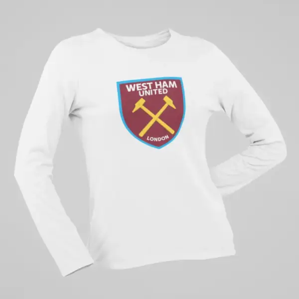 West Ham United FC Long Sleeve, West Ham United FC Logo White Longsleeve T-Shirt