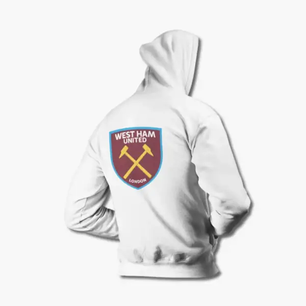 West Ham United FC Zip Hoodie, West Ham United FC Logo White Zip Sweatshirt