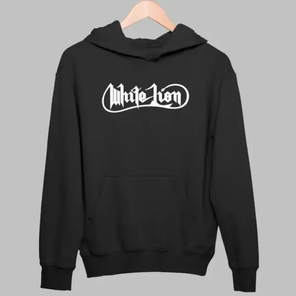 White Lion Hoodie, White Lion Logo Black Sweatshirt