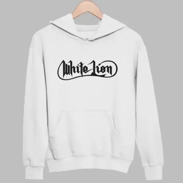 White Lion Hoodie, White Lion Logo White Sweatshirt