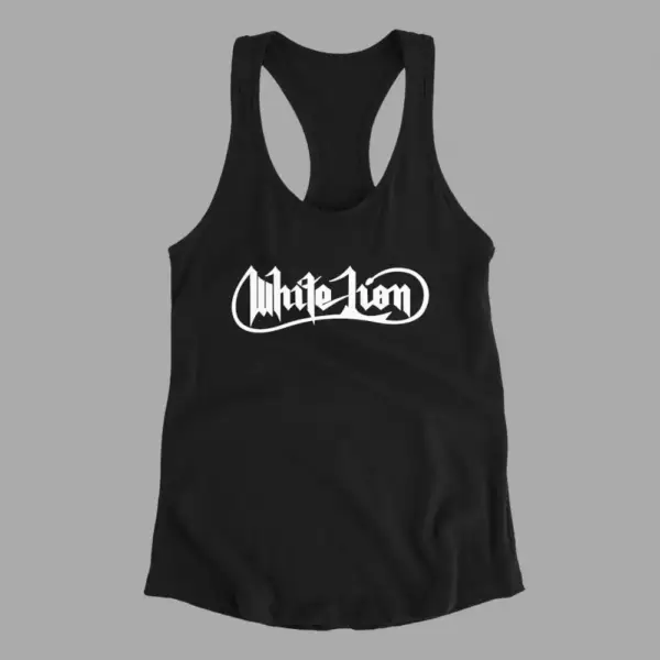White Lion Tank Top, White Lion Logo Black Athlete