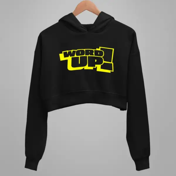 Word Up Crop Hoodie, Word Up Black Crop Sweatshirt