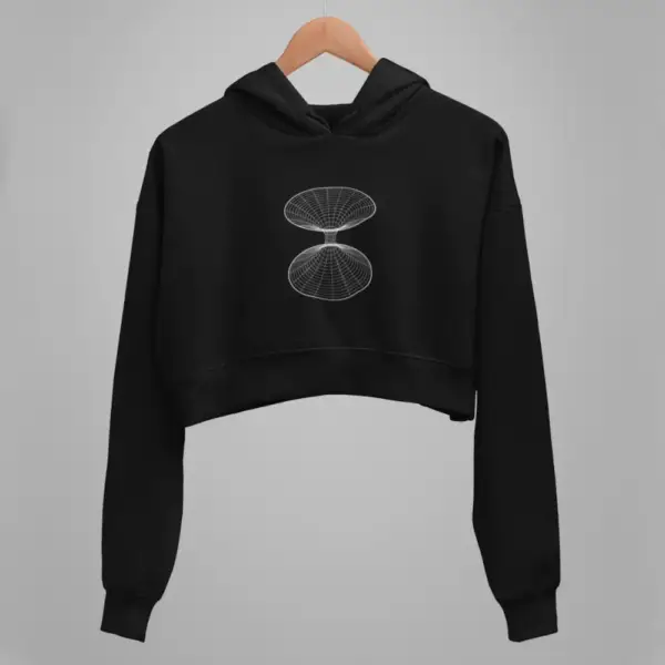 Wormhole Crop Hoodie, Wormhole Black Crop Sweatshirt