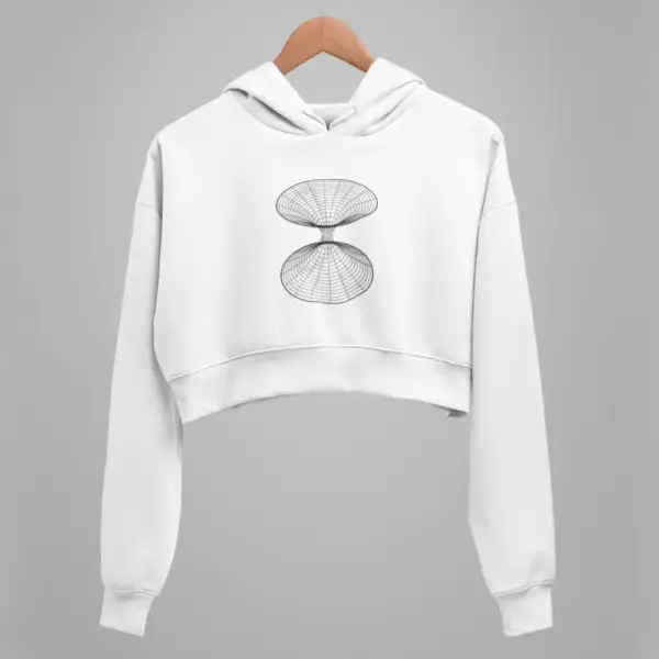 Wormhole Crop Hoodie, Wormhole White Crop Sweatshirt