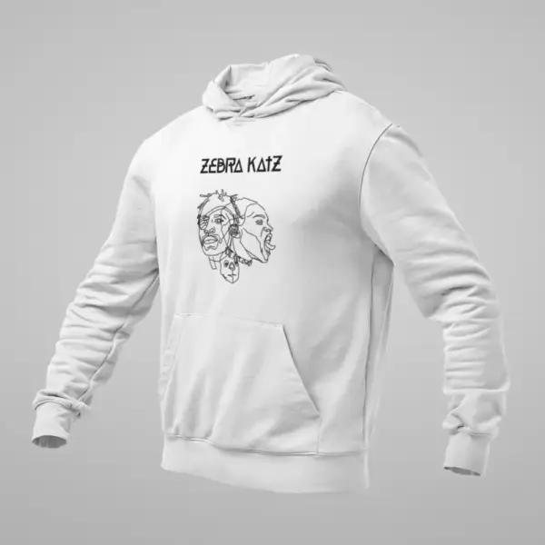 Zebra Catz Hoodie, Zebra Catz Logo Artwork White Sweatshirt