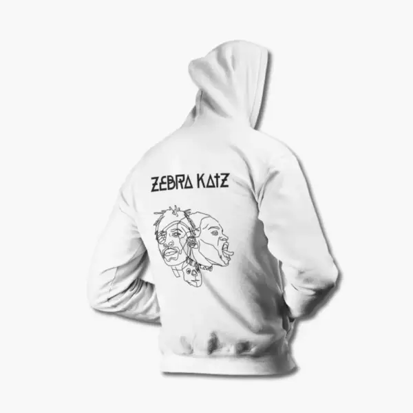 Zebra Catz Hoodie, Zebra Catz Logo Artwork White Sweatshirt - Image 2