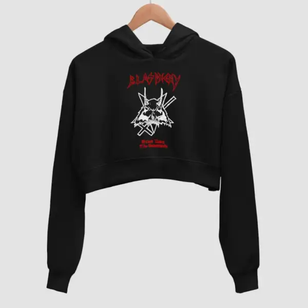 Blasphemy Blood Upon the Soundspace Black Crop Hoodie